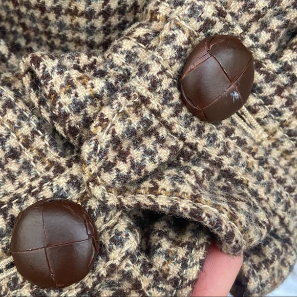 J. Crew Brown Tweed Houndstooth Wool Ruffle Trim Jacket Blazer - Picture 7 of 8